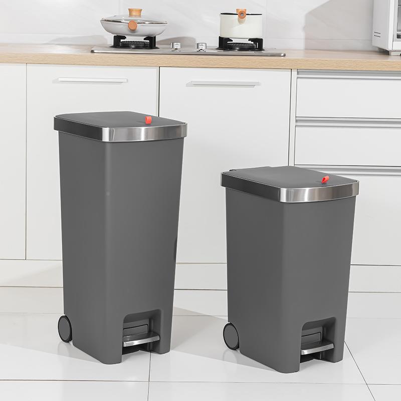 双艺垃桶大号大容量带盖脚踩式厨房垃圾桶带圾圾轮用TG5260商加厚