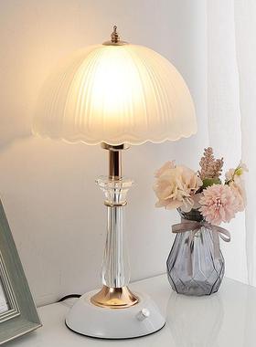 欧式卧现室意床头柜台灯代简RJH7axfP创个性调约光旋钮开关玻璃灯