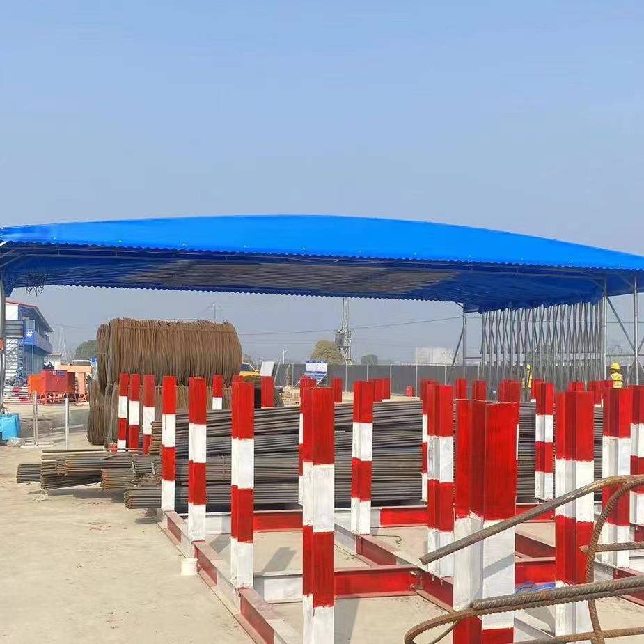 推无品牌/拉雨棚移动缩排篷电动仓库物流蓬门伸面档棚折停叠车棚