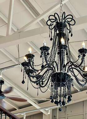 法式复古晶吊灯黑色客灯厅餐厅梯酒店餐吧大气楼77431高档网水咖