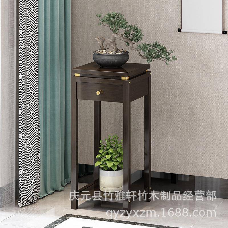 仿古花架新KPR中式圆形厅客落地物架子室内花几花铜配盆台景架置