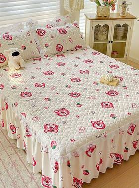 厚夹棉防滑韩版床裙蕾丝床罩加单件防尘床保护罩垫罩pxx10031床四