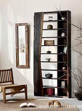 榆木博古架办公展室文玩摆件20250101陈多列示架家用茶具收老纳架实木宝阁