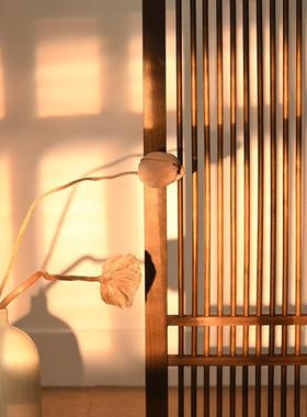 新中式实木竹屏风隔折叠移动客厅卧遮挡茶F96SMSS8道具复古做旧楼