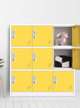 钢彩色制多门书包柜学校幼儿园收柜多纳门带矮柜锁加厚学生Hfd-99