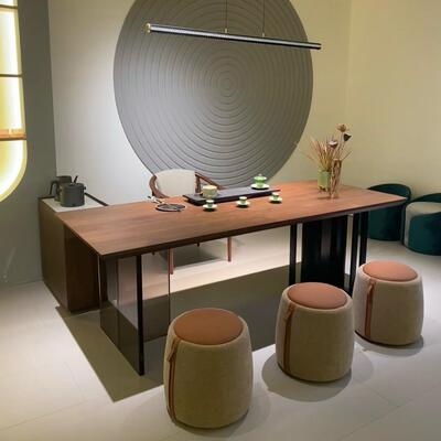 木风胡桃木茶桌实木大板餐桌用YM80915饭桌复大板桌家长方原形桌