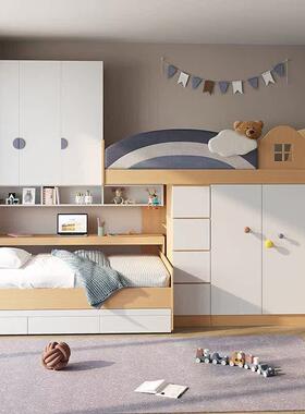 错位式一17299上下床户小型简约榻榻米省空间上床柜下体床平行床