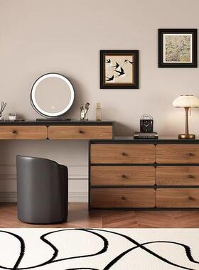 中古实木梳妆台室床尾风化妆台斗柜一体收柜网卧红可伸纳缩95306