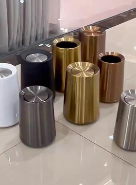 不锈11182垃圾桶家用客厅卧室厨房生间酒店办室公商用卫双层加钢