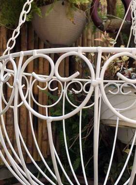 式铁艺吊花盆阳台室外挂篮吊篮花绿F87558JH萝篮挂式欧花悬挂大架