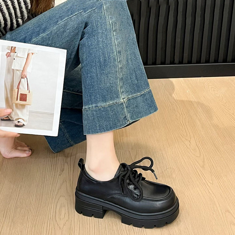 乐福鞋女2026春季新款学生百搭厚底英伦风厚底休闲粗跟增高小皮鞋,女鞋,乐福鞋（豆豆鞋）,淘宝优惠券,粉丝福利购,淘宝优惠卷