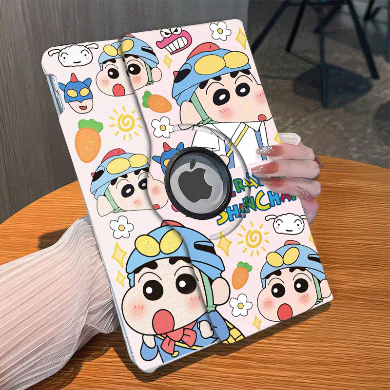 卡通蜡笔小新360旋转皮套适用苹果ipad第11代保护套2025新款Air7平板壳Pro11笔槽Air6/5硬壳9代10.2英寸mini7