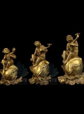 善缘纯铜猴子摆件如意猴十二生肖猴寿桃猴子生日寿X宴礼品装饰品