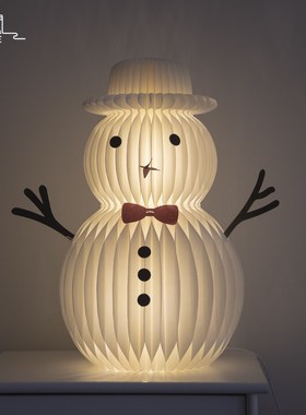 发光纸雪人圣诞折叠纸雪人酒店美B陈布置商场橱窗摆件创意装饰道