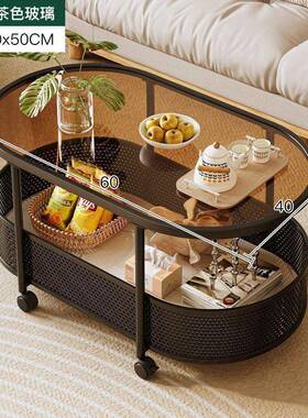 奶风可移动厅小BMN茶几客沙发几边带轮轻便收纳推车油简约小户型