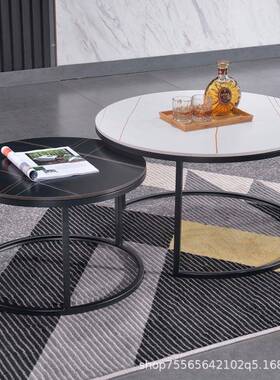 现代简约意式客厅公厅公寓别墅办家60537用几在小户型圆组形合茶