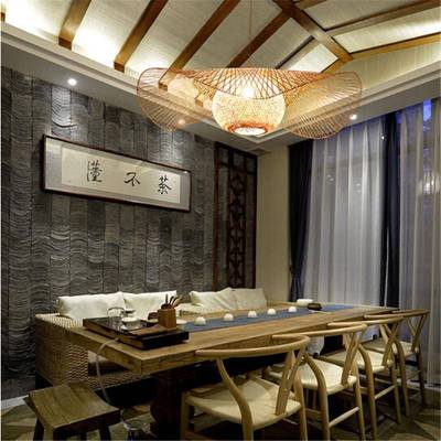 竹吊灯编客厅田园中式茶草12554pok室灯餐厅吧台榻榻米客栈帽竹艺