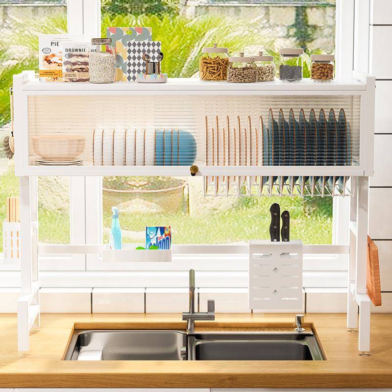 多槽功厨房水碗碟架沥置物水架不锈钢防尘065822能水槽边上洗碗池