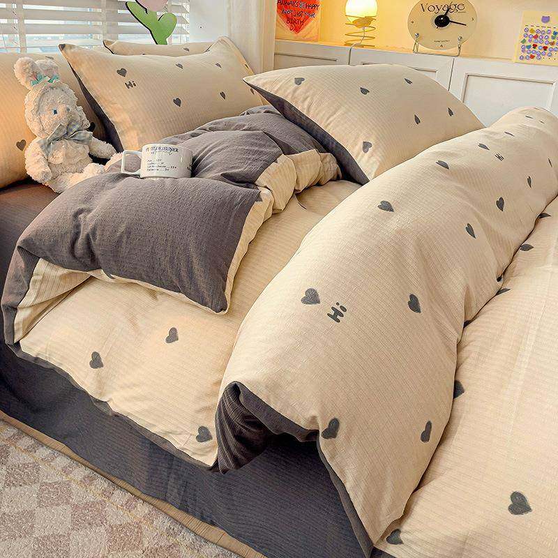 A件母婴级小清新小竺棉四套水洗棉床单被套床宿笠类学床上用品生