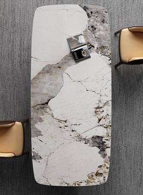 现代简约户型桌用长方形不锈钢岩OGU板饭意式轻奢亚小克力岩家板