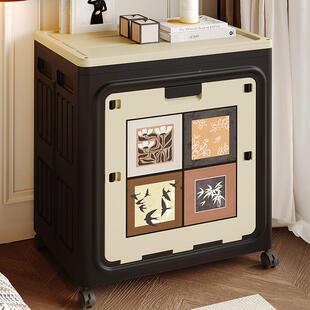 收服箱可纳折叠中古储物箱带轮家风用卧室大容量衣衣物翻盖大号整