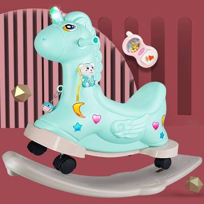 童带摇马KNK椅儿摇马音乐推车婴儿塑具料玩小两用宝宝木马摇摇多