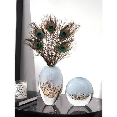 轻奢现代彩色琉璃档瓶高水10053142培插花艺术花器客厅餐桌花软饰