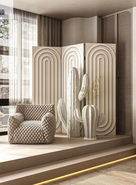 代白易现屏风隔墙折屏客厅卧遮挡简约创意折CEK断叠移动布屏障室