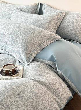 类高端全棉磨毛四件套10纯纯棉提花0棉加厚被套床单床笠2A25新0款