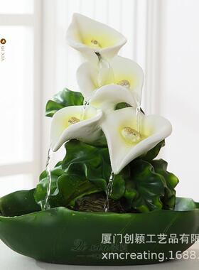 厂家艺直供货源流水摆树客132611件脂工品马蹄莲水景厅装饰