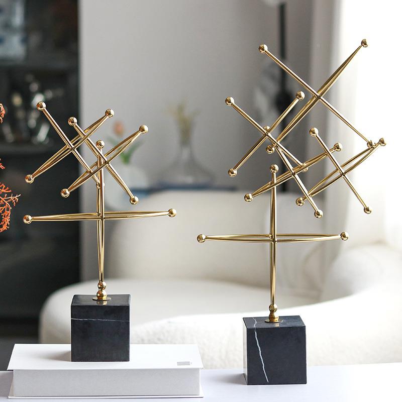 抽桌象艺术轻奢设代样板房面摆GCC软装饰品创现意几何十字星层叠