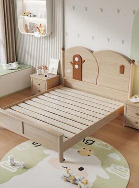 .儿童床白木FUY实木风15米男孩女孩室现蜡代简约公主床卧全实木床