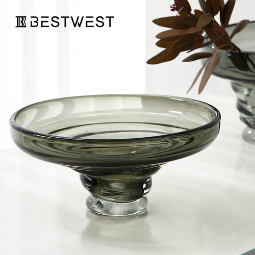 Best west 高档轻奢螺旋纹水培玻璃大花瓶摆件展厅设计师软装花器
