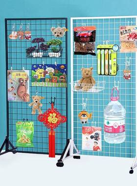 货架网落地移动铁艺格网架铁丝幼网儿园架作品展示画展展览UUT置