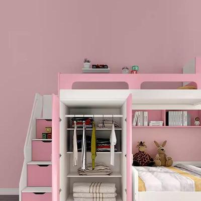 位歌雷孩粉女色高间诺贝尔粉低床错上下床子母床省空带衣柜儿童上