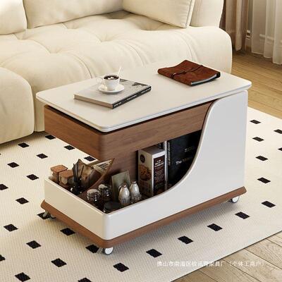 推车茶小几客厅家用子户型岩板桌52211奶油风升降茶桌沙发可移动