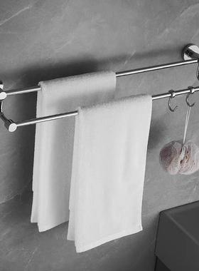 室简约现代全双铜毛巾架毛浴60048巾杆双杆加厚毛巾杆卫生间毛巾