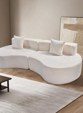 轻现代奢拼小简型客厅约接弧形贵妃奶油风海绵真空CQE压缩折叠沙