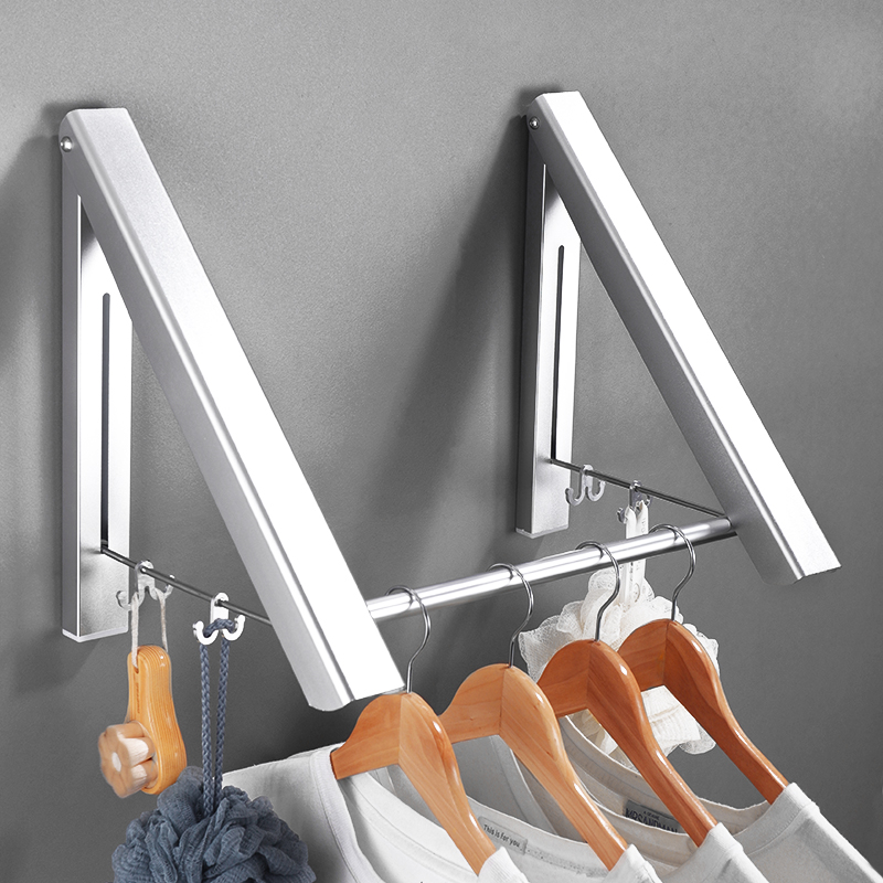 免打孔隐形晾衣架室内窗户壁挂式折叠伸缩晾衣R杆神器阳台简易小