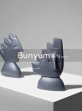 创意抽象卡通人脸雕p塑摆件样板间儿童房软装家居客厅玄关饰品