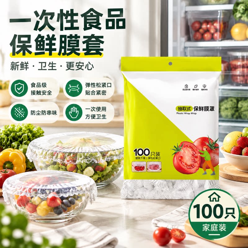 一次性保鲜膜套罩食品级厨房冰箱专用保鲜袋带碗盖大有效食物收纳