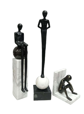 样板房间创意摆件金属人物大雕塑办公室客厅S家居酒店软装饰品