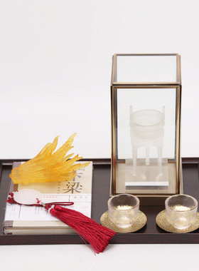 新中式茶具软装搭配组合样板间售楼处家居客厅博古.架装饰摆放