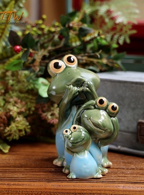 田园青蛙小摆件家居装饰品创意可爱室内J客厅儿童房个性庭院摆设
