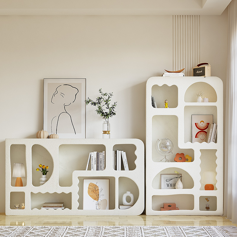 奶油is风d书架落地置物架卧室书房客厅网红床头柜储物柜床边