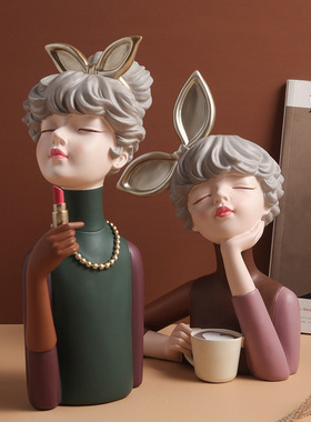 北欧轻奢艺术女h孩摆件客厅玄关样板房家居装饰品创意送女生日礼