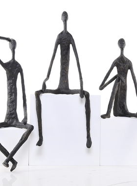 简约创意黑色抽i象人像雕塑摆件家居客厅样板房售楼处玄关摆设