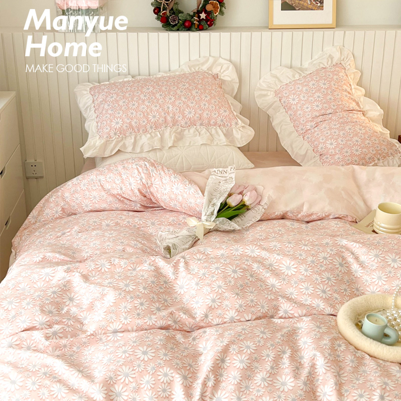 蔓越家 法式复古全棉四件套家用网红款四件S套单双人床单被套