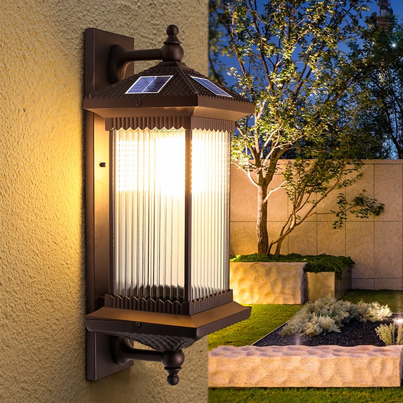 太阳能壁灯户外i庭院灯防水新中式室外超亮感应花园露台别墅外墙