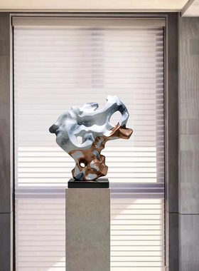 新中式高端玻璃纤雕塑摆放简约连E锁公共空间玄关抽象艺术装置